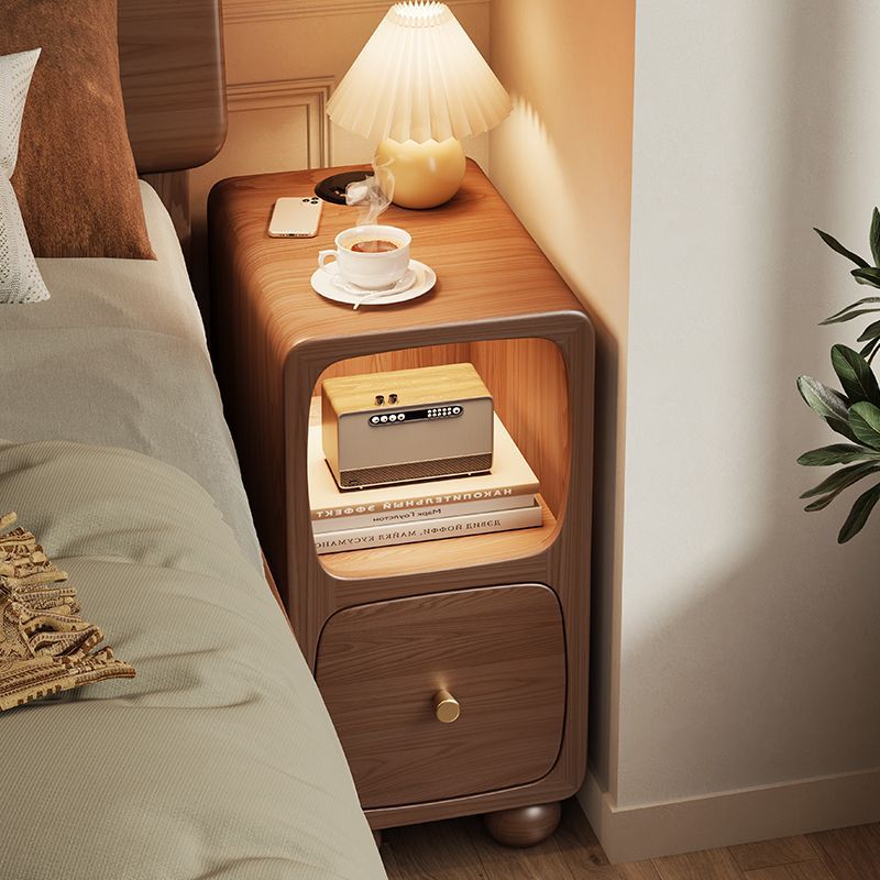 官方旗舰床头柜全实木小型边柜窄柜小户型卧室带灯单抽床边柜25cm