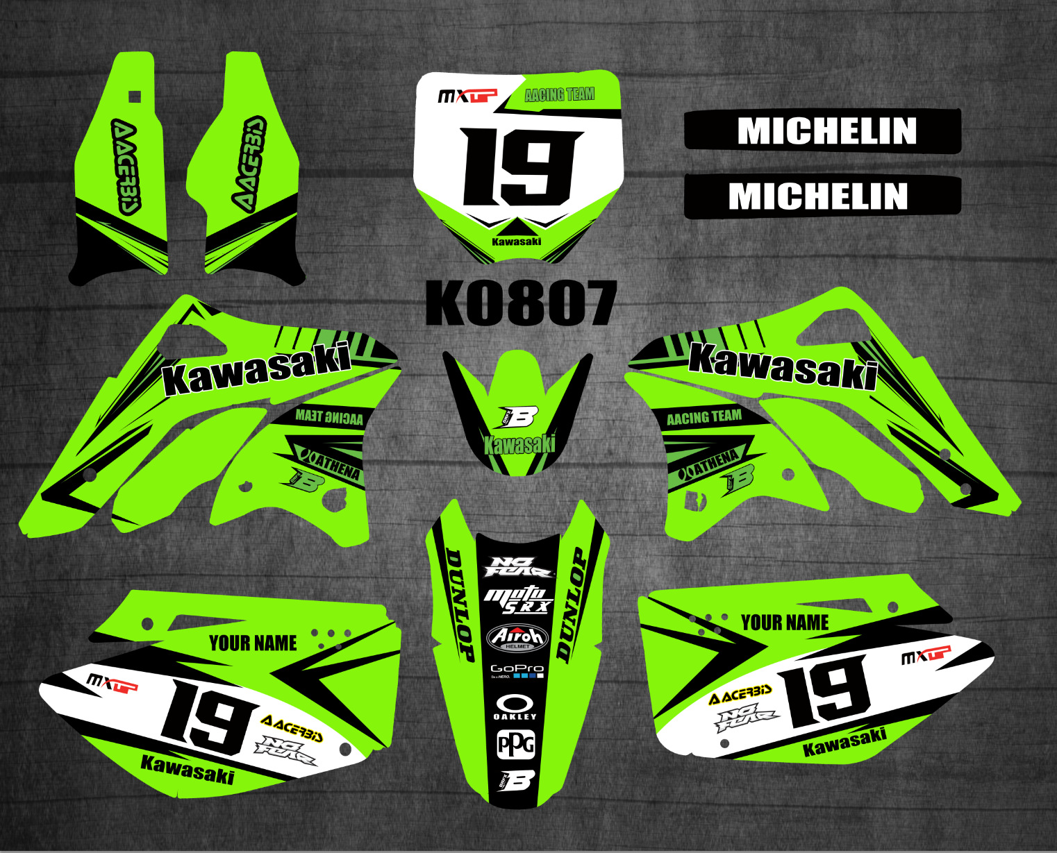 越野摩托车 适用于06-08 kxf250川崎贴画 装饰贴 车贴 贴花