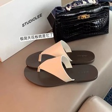 葡萄妈studiolee~同款~ 新款时尚意大利进口牛皮简约三角夹趾平底