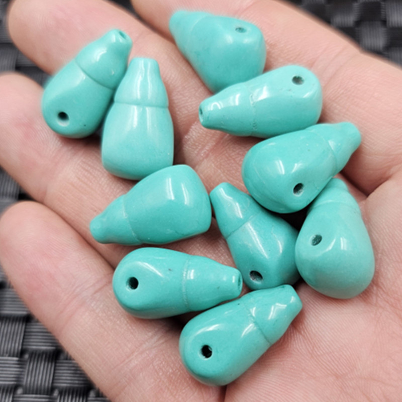 仿绿松石一体三通12毫米仿玉石三通diy手链项链饰品配件手工珠子