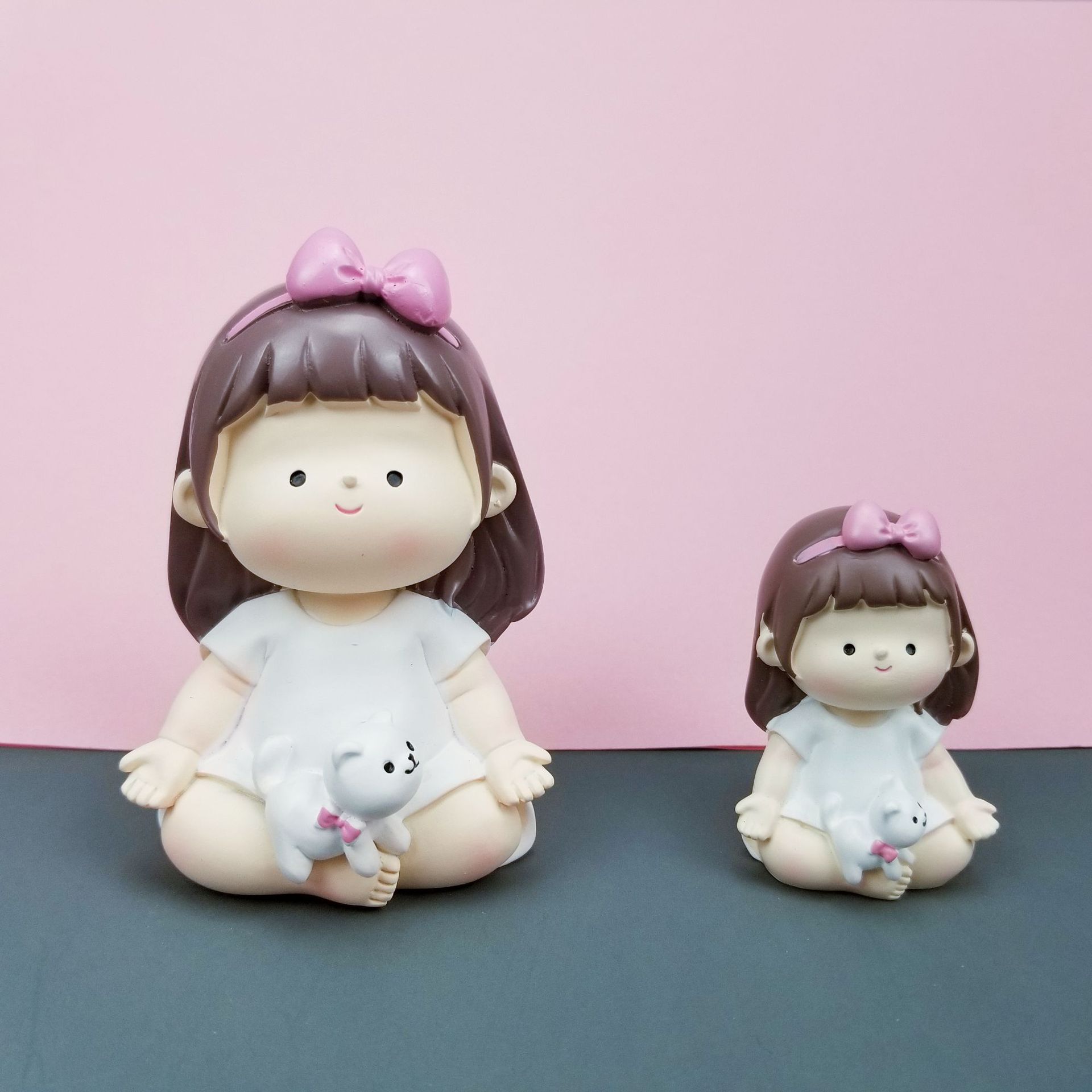 创意娃娃摆件日系治愈瑜伽小萌妹女孩礼品软萌可爱少女办公桌车载