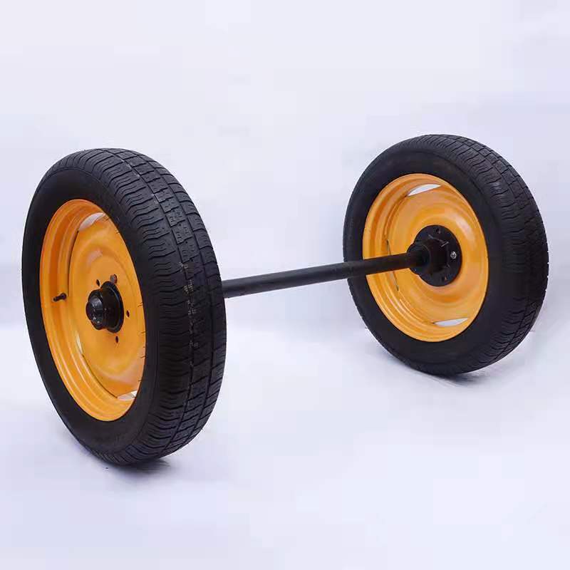 托车轮高速轮真空轮充气轮带轴马车轮重型橡胶轮26寸20寸牵引拖车