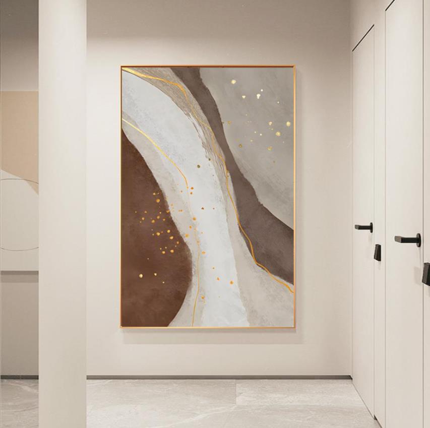 北欧极简落地装饰画油画肌理感客厅挂画简约大气沙发背景墙壁画