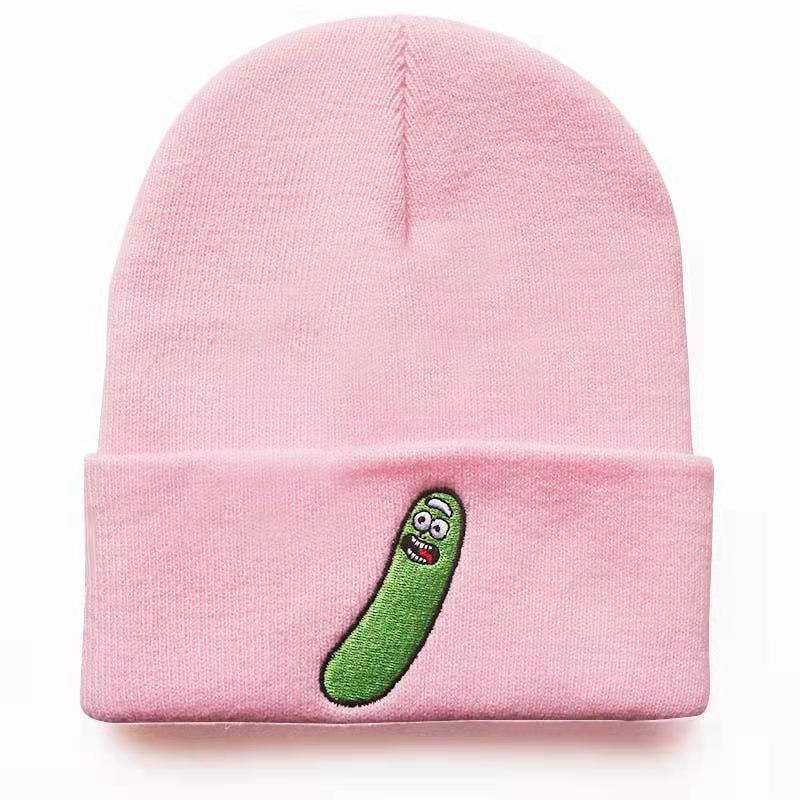 New Rick Pickrick Morty Cucumber Knitted Hat Funny Anime Embroidery Hip Hop Autumn and Winter Men and Women Beanie Hat
