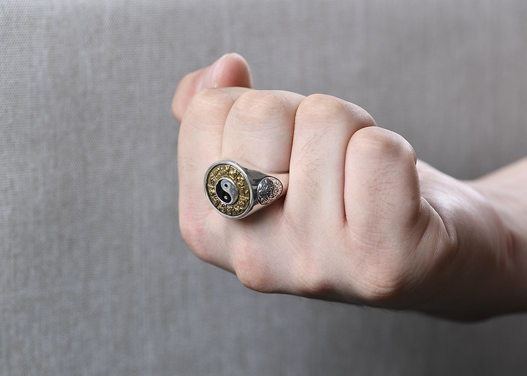 八卦泰银戒指九宫八卦足银戒指男戒十二生肖乾坤八卦银戒指可旋转