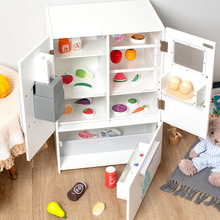 儿童过家家木制三门冰箱玩具宝宝益智亲子互动仿真食物制冰机玩具