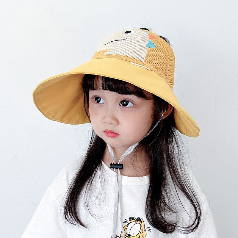 Children's Cartoon Dinosaur Sun Protection Hat Summer Girls Wide Brim Uv Protection Sun Hat Boys Air Top Sun Hat