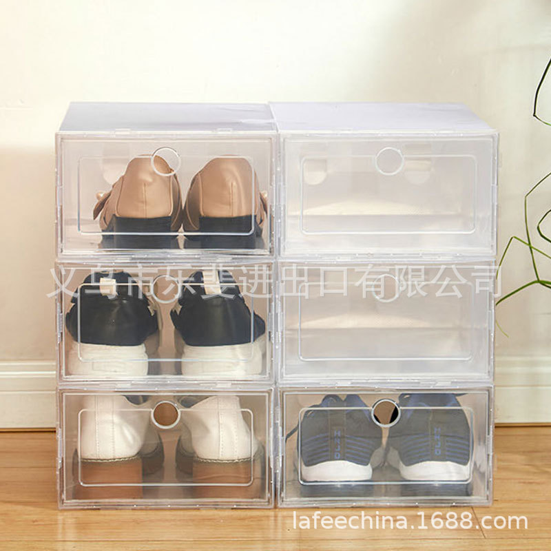 Factory Direct Sales Transparent Shoe Box Thick Dustproof Storage Box Household Men's and Women's Shoe Box Desktop Storage Box Flip