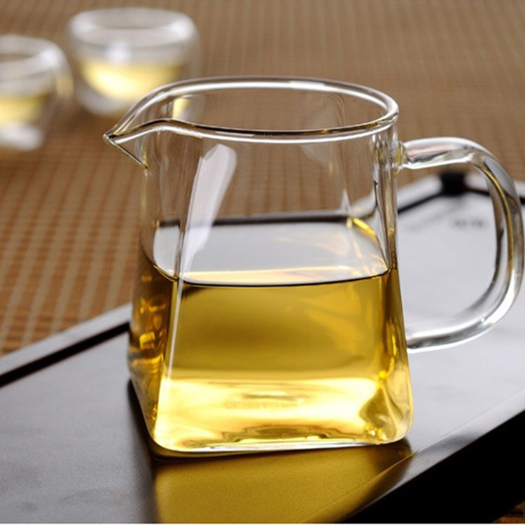 耐热玻璃分茶器透明加厚方形公道杯茶海茶漏隔茶器大小号纯手工