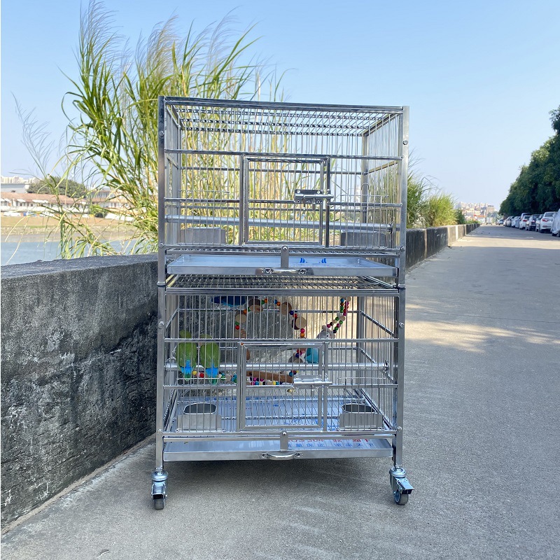 304不锈钢鸟笼繁殖笼加大号别墅虎皮牡丹玄风鹦鹉鸟笼八哥笼双层