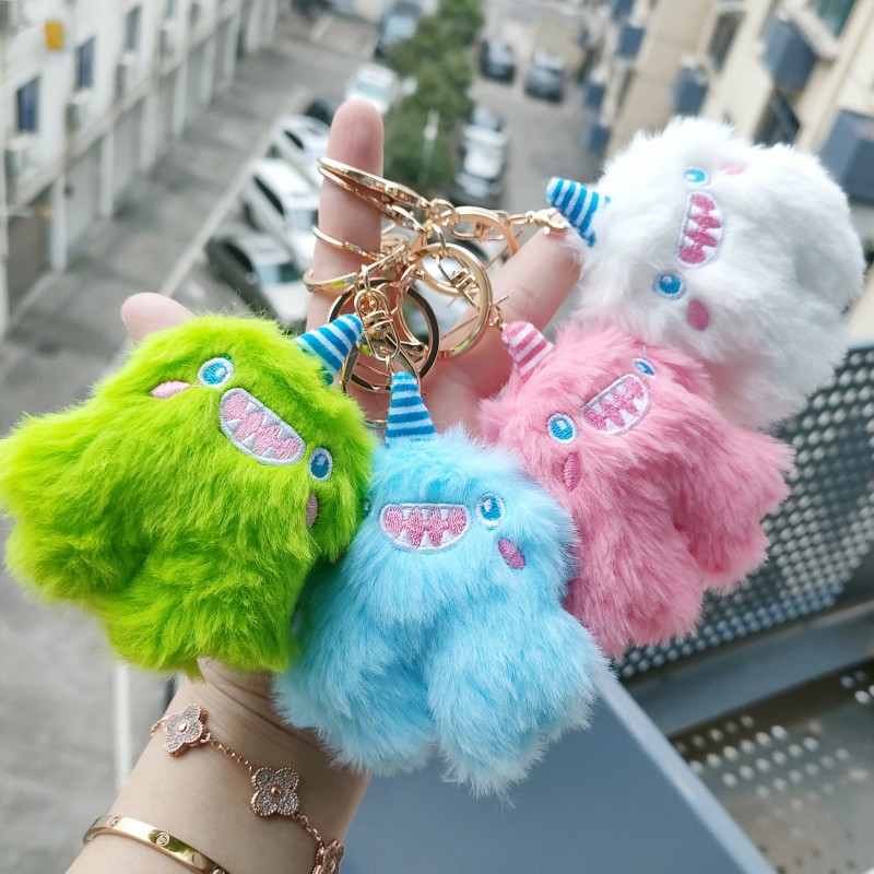 Cross-Border Internet Celebrity Ins Little Monster Stupid Keychain Unicorn Plush Pendant Luo Xiaomin Same Style Handbag Pendant