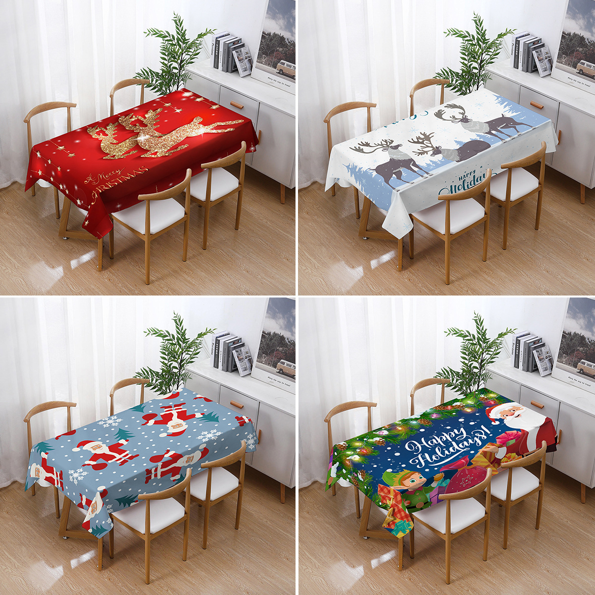 source manufacturer cross-border new arrival christmas tablecloth printing oil-absorbing absorbent tablecloth new year decoration festive pattern