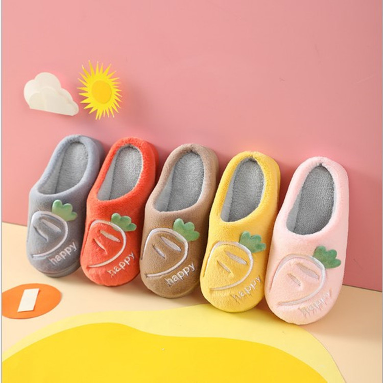 kid shoe Autumn and Winter Children's Cotton Slippers Cute Cartoon Medium and Big Children Thickened Non-Slip Indoor Baby Children Warm Cotton Slippers