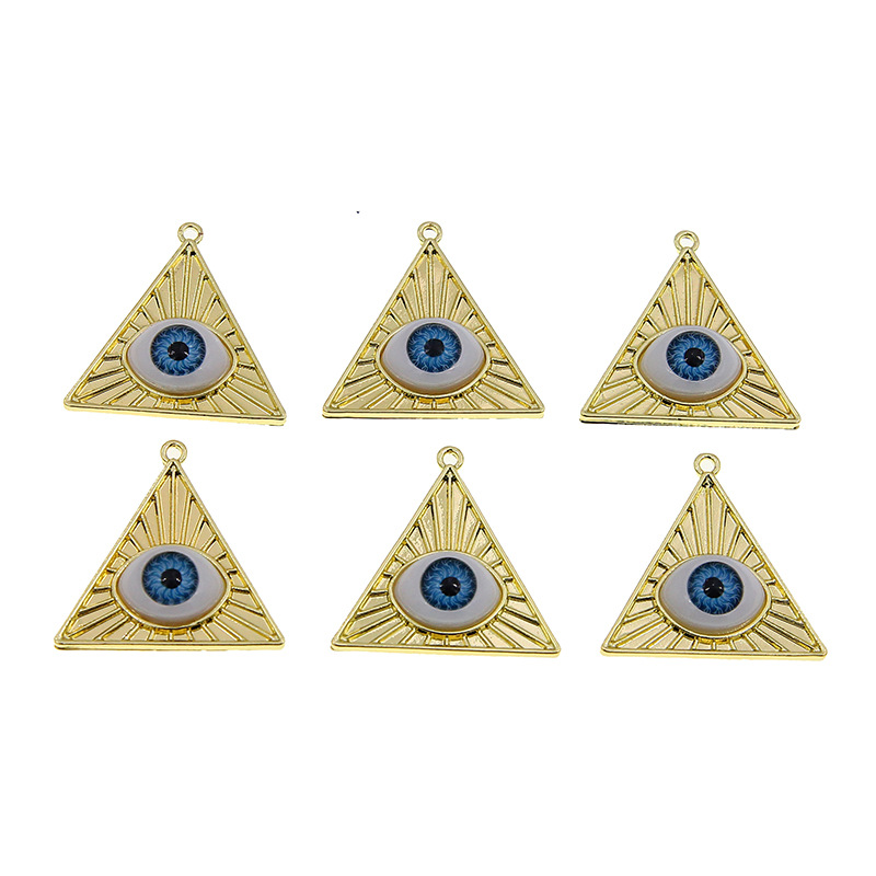 欧美新款恶魔之眼合金滴油土耳其三角形邪眼吊坠耳坠diy饰品配件