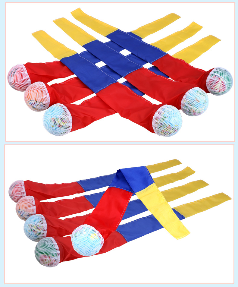 幼儿园感统训练彩带软球儿童趣味投掷玩具臂力锻炼彩带球软式器材