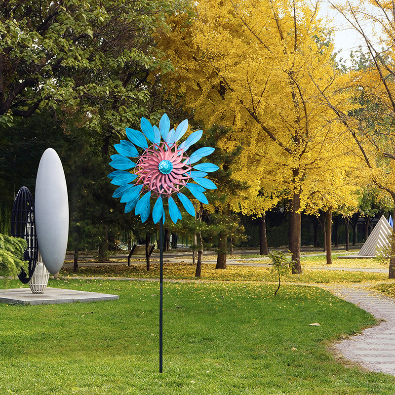 旋转双面太阳花创意风车庭院微景观花园户外田园写真拍照神器