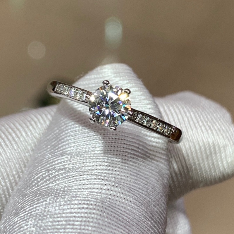 5ct莫桑钻戒指配送gra证书黑卡50份0.5钻戒s925银镶嵌直播货