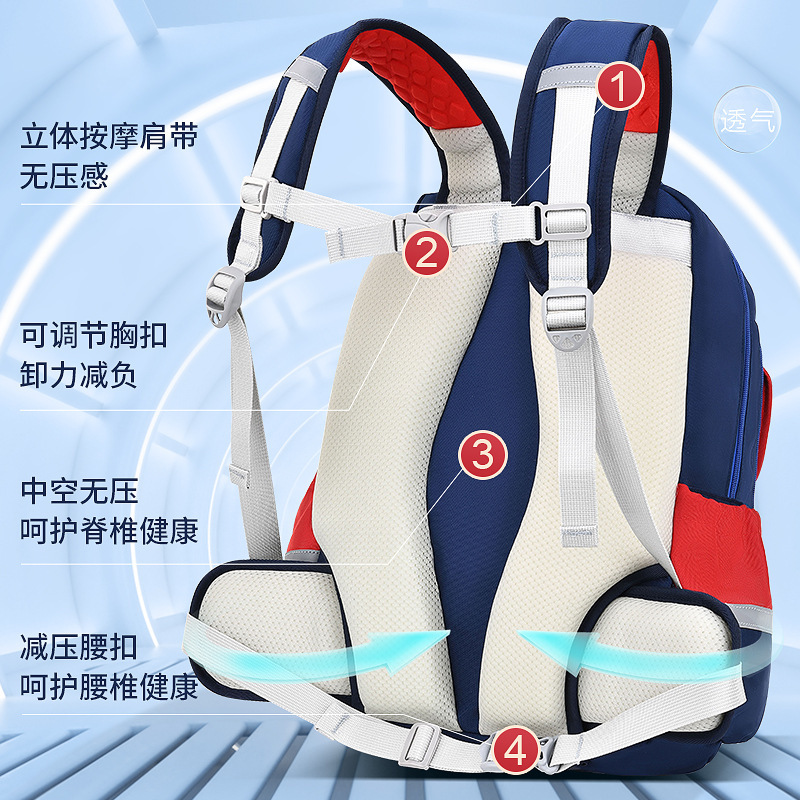 New Children's Schoolbag Boys' Spine Protection Portable Burden Alleviation Breathable Primary School Student Schoolbag