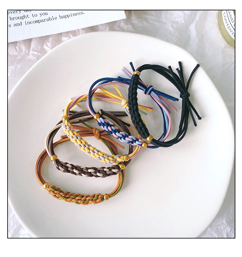 韩版小清新手编麻花撞色发圈手链打结头绳扎头发马尾皮筋发绳头饰