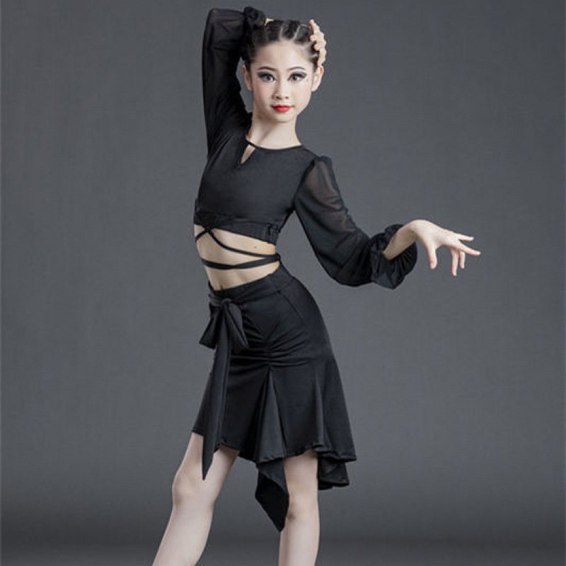 拉丁舞练功服女儿童拉丁舞裙新款少儿专业比赛训练表演出服春夏季