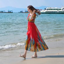 泰国连衣裙女巴厘岛三亚海边度假沙滩裙23新款波西米亚长裙超仙