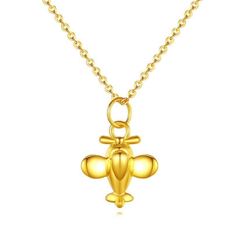 足金999小飞机造型黄金吊坠项链3d硬金吊坠手工diy配件现货批发