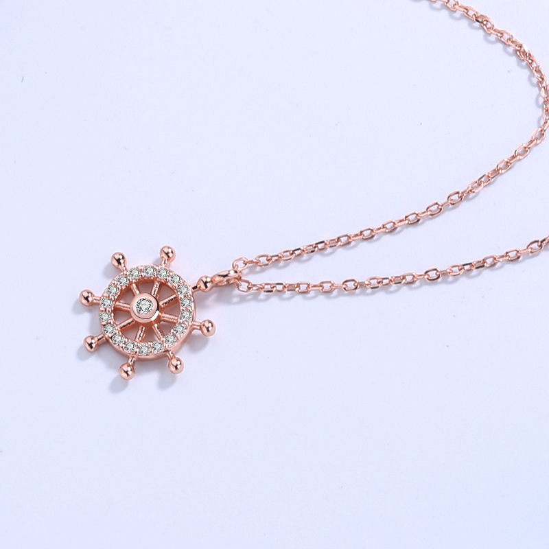 韩版冷淡风复古船舵吊坠项链女小众设计七夕情人节礼物送女友