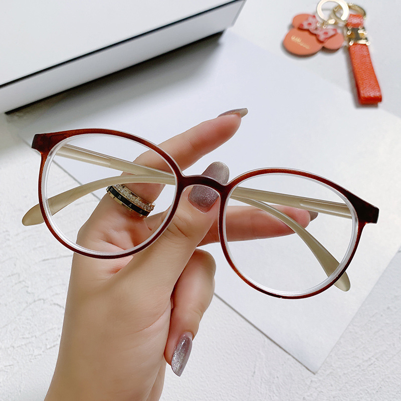 New Anti-Blue Light Glasses Men's Korean-Style Personalized Large Frame round Frame Plain Glasses Women's Myopia Degree Finished Products Factory Wholesale