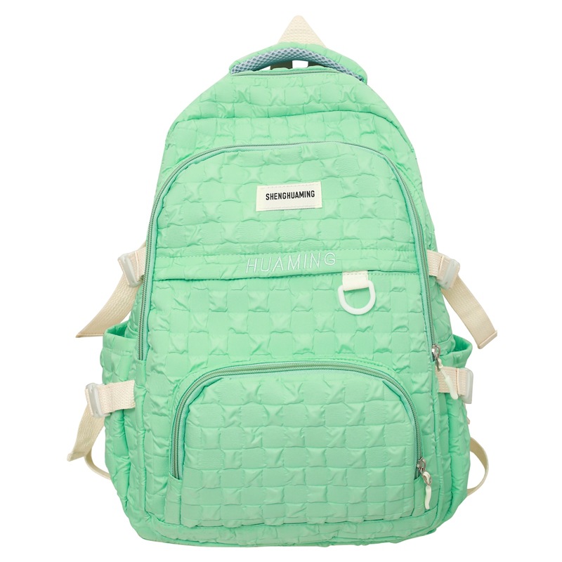 Campus Fresh Schoolbag Female Bubble Plaid Backpack 2023 New Junior High School Student Backpack