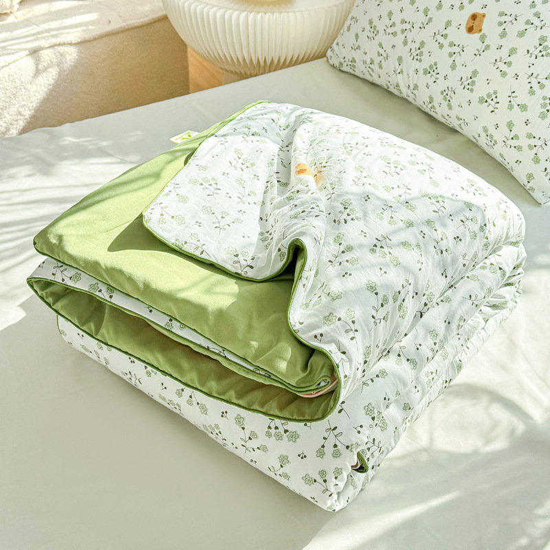 Class a Maternal and Child-Grade Summer Cool Quilt Double-Layer Yarn Summer Quilt Children's Air Conditioning Quilt Student Dormitory Single Double Summer Thin Quilt