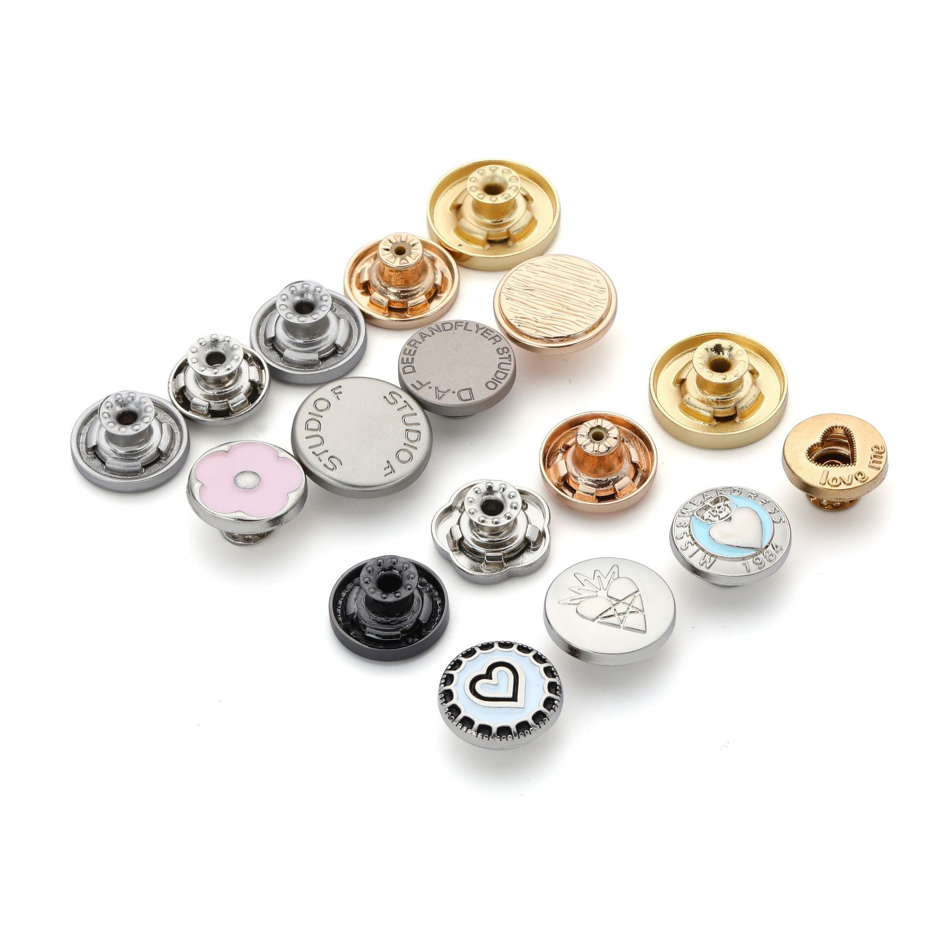 Zinc Alloy Flat Nail-Free Detachable Metal Button Clothing Coat Adjustable Size Metal Waist Cufflinks