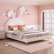 儿童床女孩卧室床可爱卡通兔子床公主公主床单人床卧室储物女童床