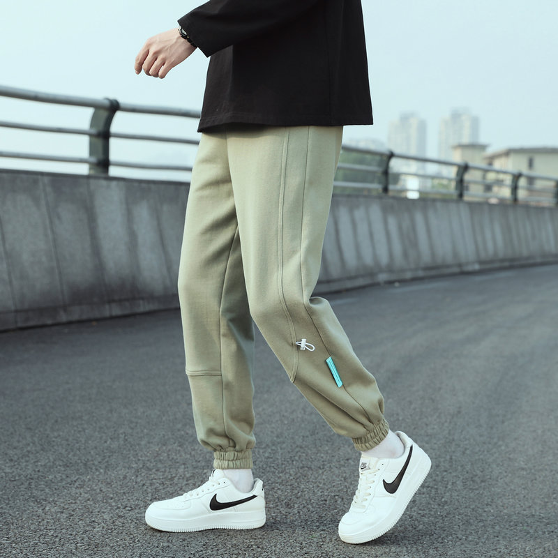 Teen Trend Handsome Tapered Sweatpants Ankle-Tied Casual Trousers Men's Simple Loose Track Pants Fashion Brand Harem Pants