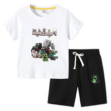 2022童T恤夏季童装Minecraft我的世界韩版儿童短袖中裤两件套装