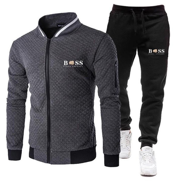 2023 Cross-Border New Arrival Men's Sport Suit Independent Station Amazon Casual Zipper Cardigan Sweatshirt and Sweatpants Suit