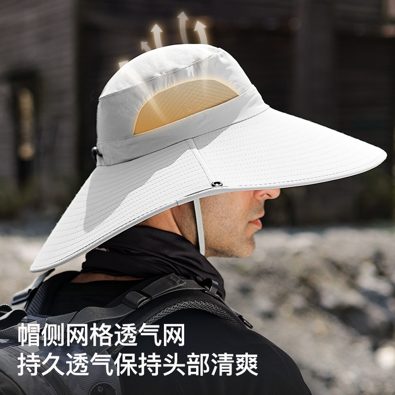 Hat Men Bucket Hat Quick-Drying Sun Hat Outdoor UV-Proof Sun-Proof and Breathable Mountaineering Fishing European and American Xmz78