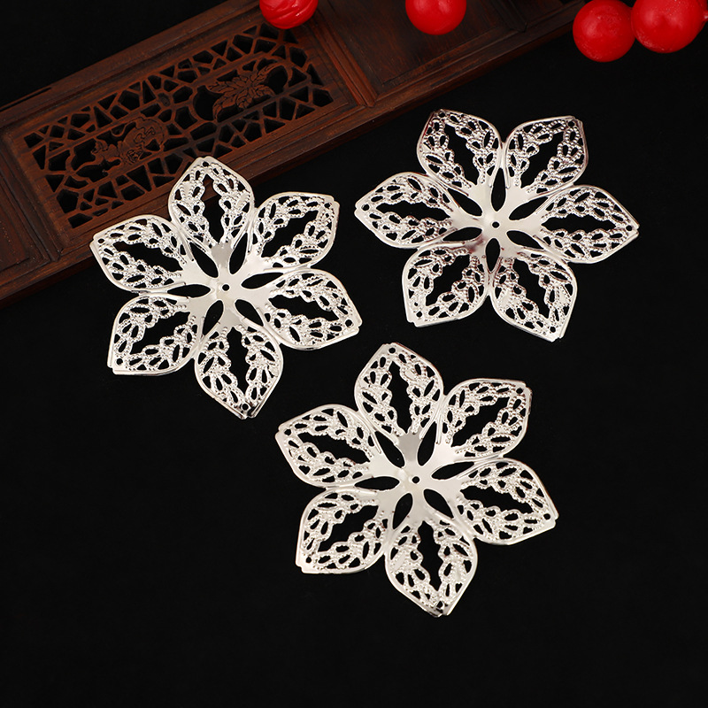 Hollow Six-Leaf Metal Laminate DIY Antique Bridal Headdress Wedding Xiuhe Circular Fan Material Jewelry Accessories Wholesale