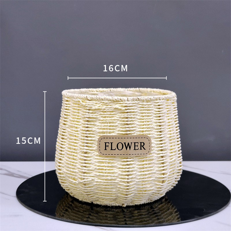 Nordic Seaweed Woven Flower Basket Decoration Living Room Flowerpot Decoration Grass Woven Vase Flower Arrangement Starry Dried Flower Simple