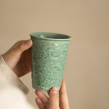 龙泉青瓷手工陶瓷大容量茶具水杯可乐杯主人杯茶杯家用办公喝水杯