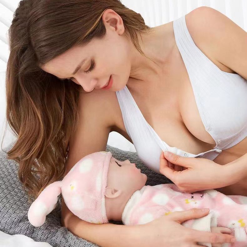 New Pure Cotton Breathable Front Buckle Large Size Nursing Bra Push up Wireless Maternity Underwear Vest Type Bra