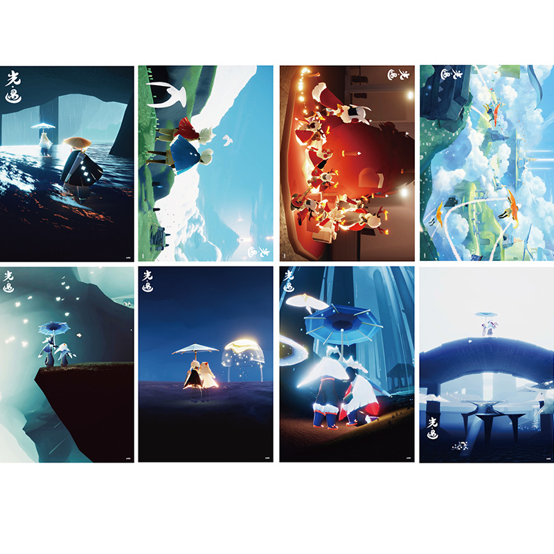 【1816】光遇海报sky墙贴动漫墙纸学生宿舍壁纸周边 批发8张/套