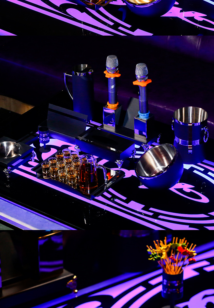 酒吧ktv摆台用品全套不锈钢冰桶烟灰缸杯架高脚果盘斜口碗