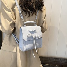 银色丝绒双肩包包女士2024新款潮时尚韩国背包学生上课书包旅行包