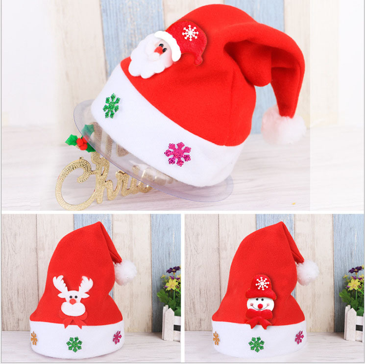 Christmas Decoration Supplies Adult and Children Hat Party Supplies Evening Party Children Cartoon Decals Christmas Hat Wholesale