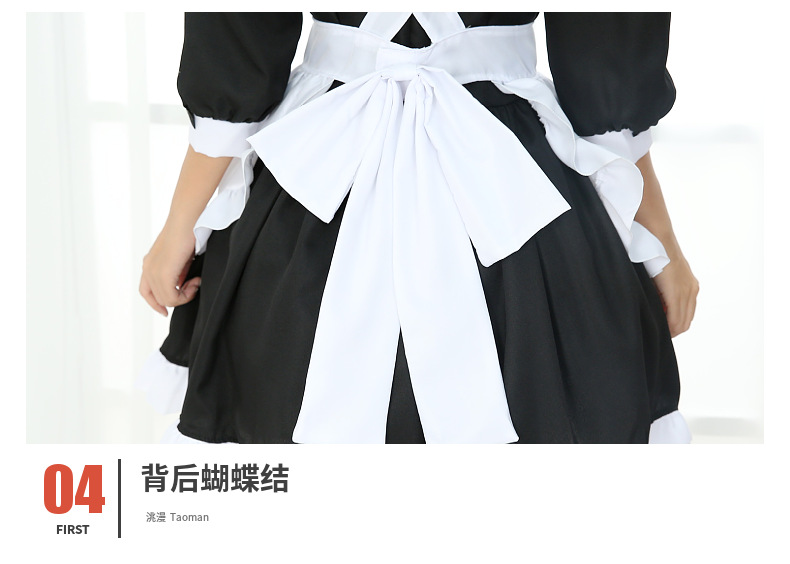 黑白女仆装软妹公主连衣裙女佣仆人cos套装日系中袖蝴蝶结洋装