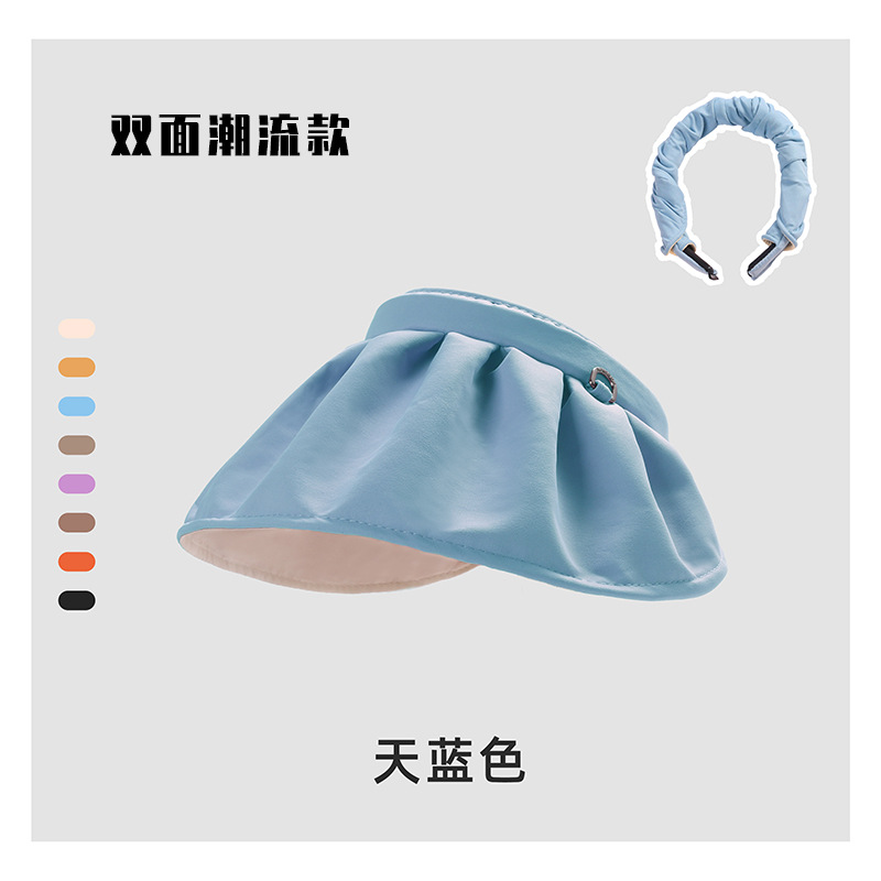 Shell-like Bonnet Headband Women's Summer UV-Proof Sun-Proof Breathable Topless Hat Students Show Face Small Foldable Hairband Hat