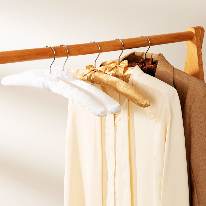 成人家用包布衣架色丁布丝绸架海棉绸缎架蕾丝服装店防滑布艺衣撑