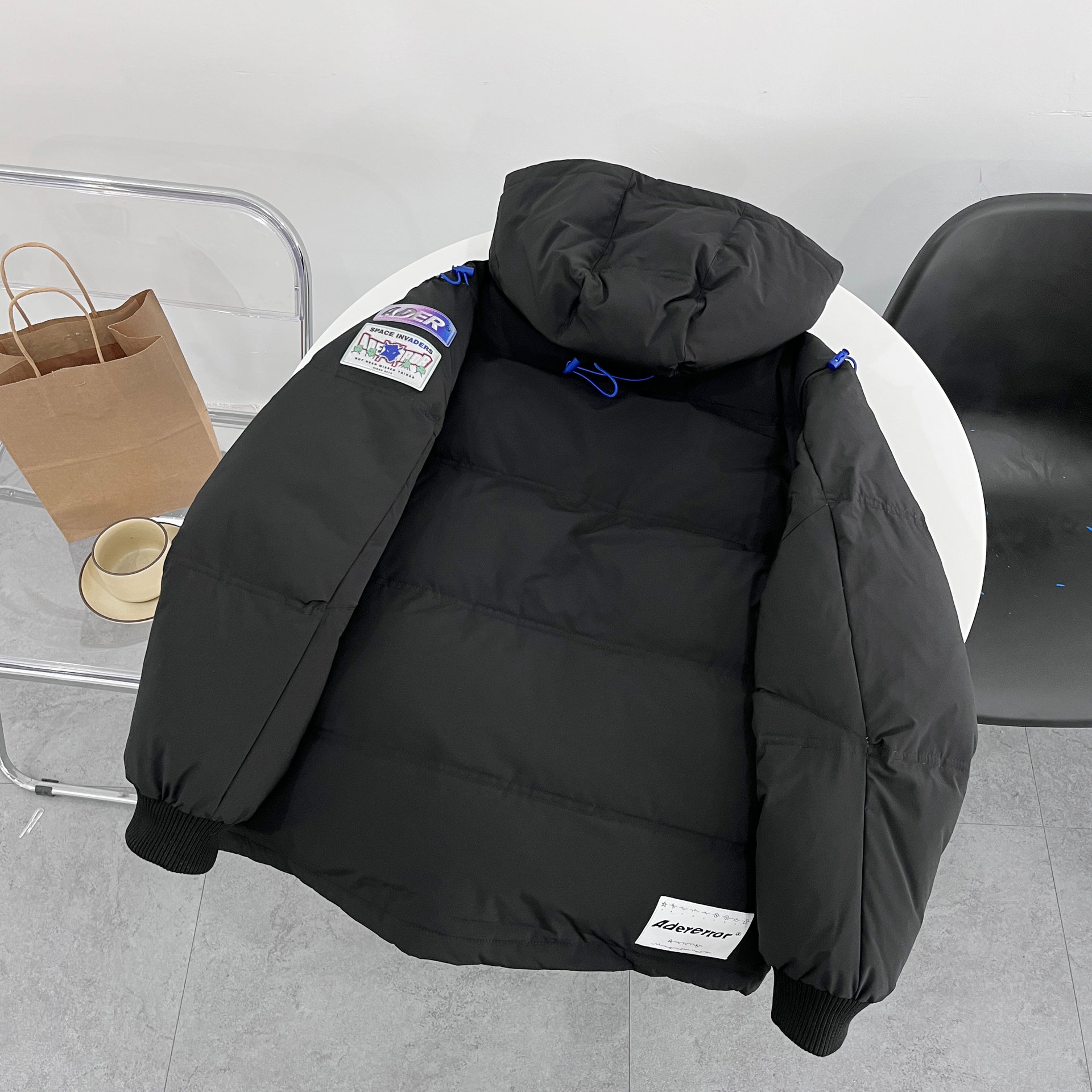 ader羽绒服女潮牌字母图案鸭绒保暖运动外套冬季新款男女滑雪服