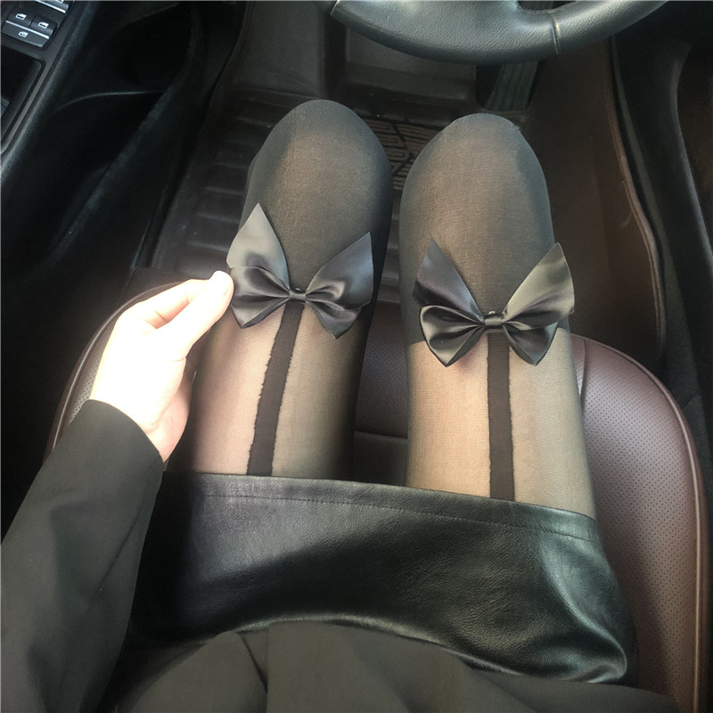 爆款蝴蝶结丝袜女性感薄款假高筒拼接连裤袜子假大腿袜网红ins潮