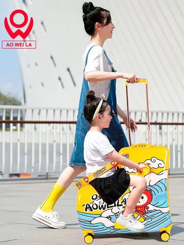 Children's Riding Luggage Trolley Case Folding Luggage 20-Inch 24-Inch Suitcase Multifunctional Luggage Wholesale